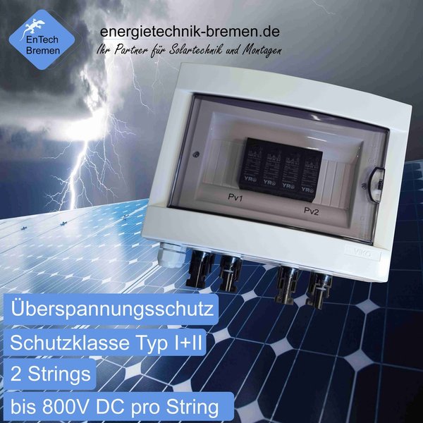 Solar / PV - Überspannungsschutz - GAK-  einfach - 2 Strings - DC 800V pro String - Typ I+II